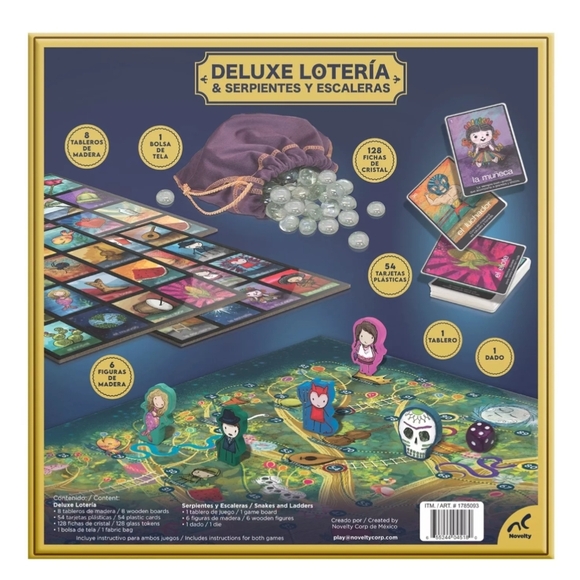 DELUXE LOTERIA & SERPIENTES Y ESCALERAS BOARD GAME 2 Pack - Picture 2 of 7